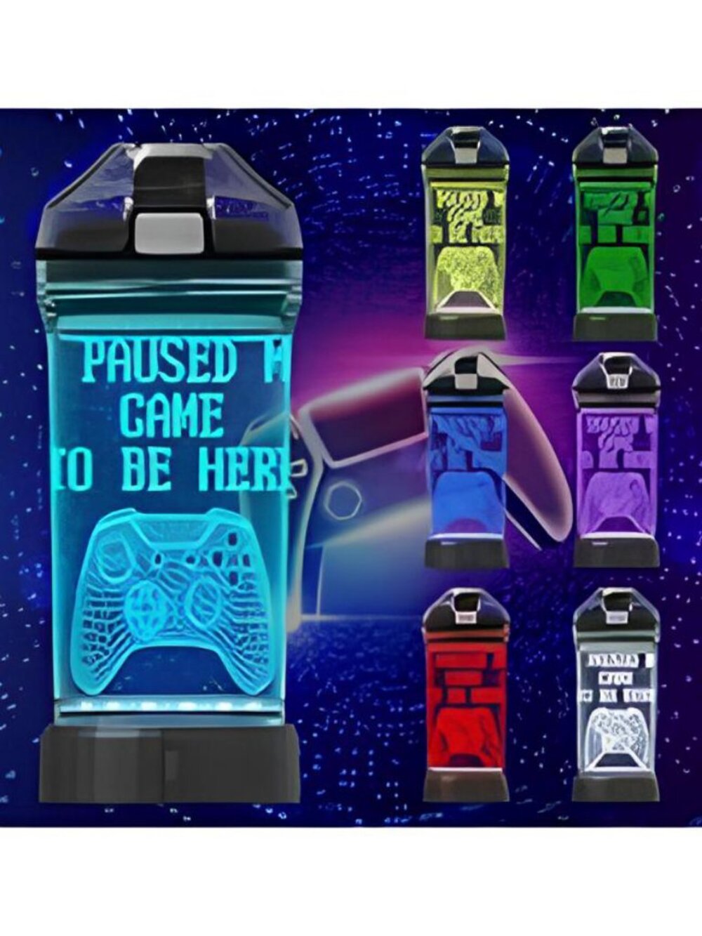 LED Light-Up Gaming Water Bottle  "I Paused My Game To Be Here" BPA Free